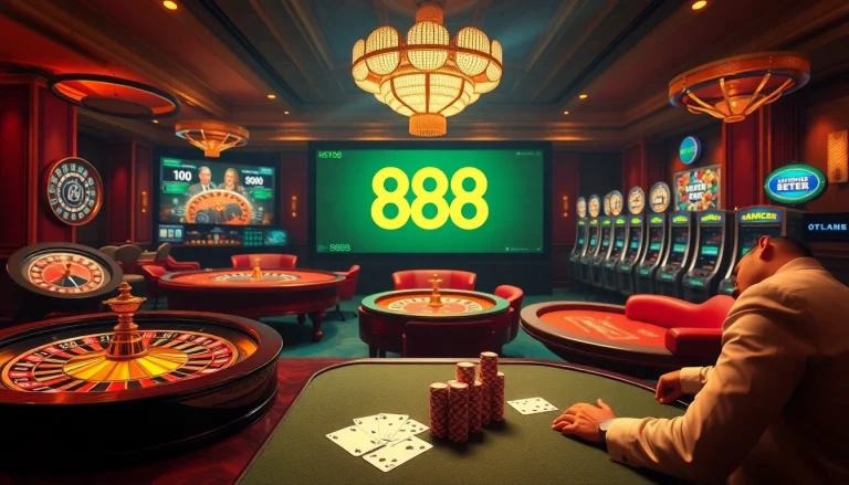 Engaging in a thrilling game at 888b đăng nhập, featuring vibrant casino elements and excitement.