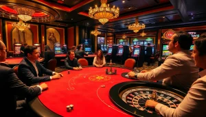 Experience the excitement of le meilleur casino en ligne with professional poker games and vibrant casino elements.