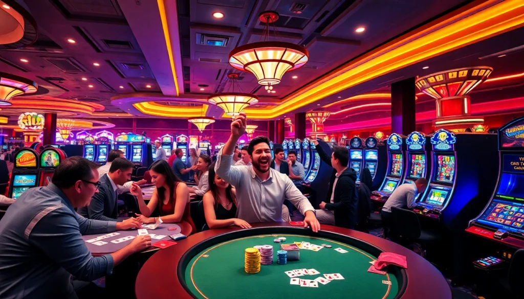 Jouer sur un casino en ligne fiable avec des joueurs heureux célébrant leurs gains.