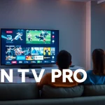 Enjoy Iron TV Pro streaming with premium quality entertainment in a cozy living room setting.