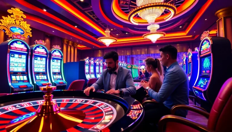 Joueurs engagés dans le casino en ligne fiable avec une roulette, ambiance excitante.