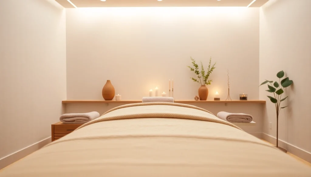 동탄출장마사지용 편안한 마사지룸 세트, 부드러운 조명과 차분한 장식이 특징입니다.